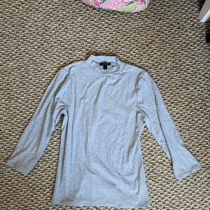 J Crew Ribbed Mockneck 3/4 Sleeve Sz L Grey